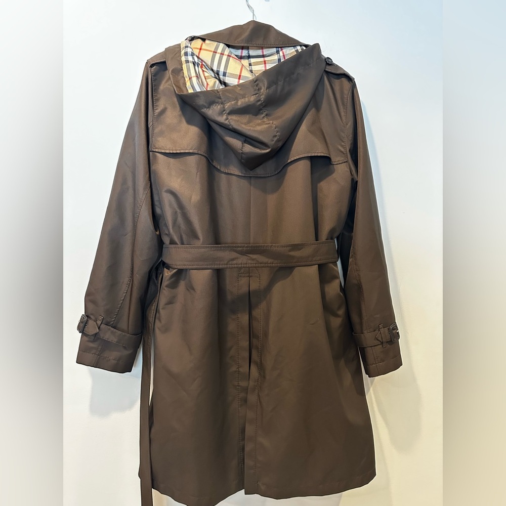 Burberry Dark Brown Denise Hooded Double Breasted Trench Coat - Picture 6 of 10